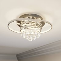 Lucande LED-taklampa Keely, kromfärgad, kristall, 45 cm