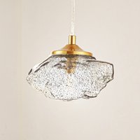 Lindby pendant light Piatra, smoke/brass, glass, Ø 16 cm, G9