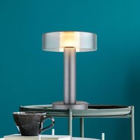 Globo LED-bordslampa Grant, höjd 31 cm, rökgrå, metall