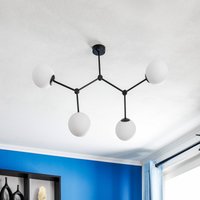 EMIBIG LIGHTING Space ceiling light, 4-bulb, black/opal
