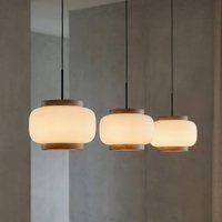 Quitani Shiro LED hanging light, 3-bulb, height-adjustable, glass