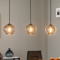 Argon Svala hanging light, round glass shades, 3-bulb, linear