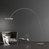 PURE LED floor lamp Loop-Bow, bronze-coloured, projection 290 cm