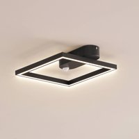 Lindby LED-taklampa Yulla, 34 cm, svart, sensor