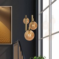 Steinhauer Pendant light Bollique, 5-bulb round, brass, GU10 + E27