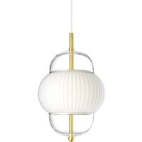DESIGN BY US Shahin pendant light, Ø 23 cm, 3-bulb, white / clear, glass
