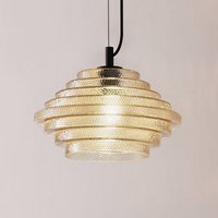 Lindby pendellampa Orliana, Ø 35 cm, bärnsten, glas