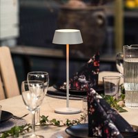 Konstsmide Lampe à poser LED rechargeable Menton, grise, hauteur 27 cm, IP54, USB