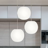Casablanca Acai hanging light, white, round, 3-bulb, Ø 21 cm, E27