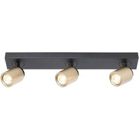 Freelight Spot pour plafond Razza, noir/or, longueur 61 cm, à 3 lampes.