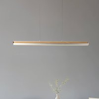 Lucande LED-hänglampa Lutana, roséguld/träfärgad, 101 cm