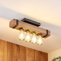 Lindby Sverina taklampa, 46 cm, brun, trä, metall