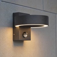 Lucande Nirella LED outdoor wall light, black, CCT, sensor