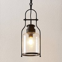 Lindby hanging light Rozalie, black, metal, lantern, 21cm