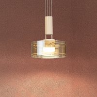 FISCHER & HONSEL LED-hänglampa LAVIN, sand/amber, Ø 19 cm, metall/glas dimbar