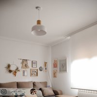 Lindby Suspension Carlise avec élément en bois