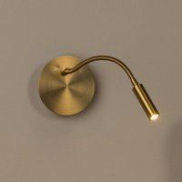 Lucide LED battery wall spotlight Jolijn, gold matt, flexible arm, Ø 11 cm, magnet
