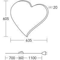 HerzBlut LED-vägglampa Herz maxi, 60,5 cm, trä, stickpropp