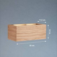 FISCHER & HONSEL LED-vägglampa Shine-Wood, ek/svart, bredd 23 cm, trä