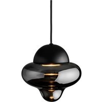 DESIGN BY US Nutty LED pendant light, smoky grey/black, Ø 18.5 cm, glass