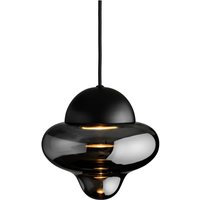 DESIGN BY US Nutty LED-pendellampa, rökgrå / svart, Ø 18,5 cm, glas