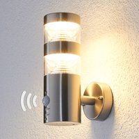 Lindby LED-utomhusvägglampa Lanea, 22 cm, stål, sensor