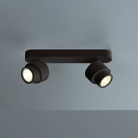 Escale BRUSH LED spot, black, 30 cm, 2-bulb, metal, dimmable, 2,700 K