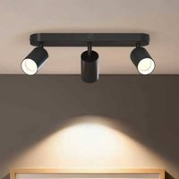Calex GU10 downlight, black, length 37 cm, 3-bulb, metal