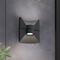 EGLO Utomhusvägglampa Redondo, antracit, höjd 17 cm, metall med 2 lampor.