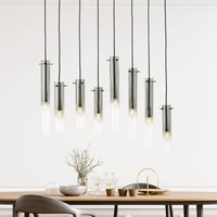 Brilliant Glasini hanging light, length 80 cm, smoke grey, 8-bulb, glass
