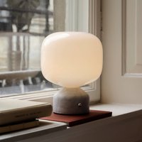 GEJST LED-batteridriven bordslampa Meemo, marmorvit, glas, USB