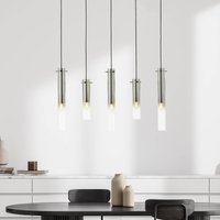 Brilliant Glasini hanging light, length 95 cm, smoke grey, 5-bulb, glass