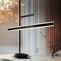 Trio Lighting Arcola black LED hanging light, length 152 cm, touch dimmer, CCT
