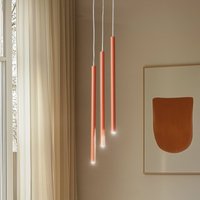 SIGMA Sopel 3 pendant light, brick red, round, 3-bulb, steel, G9