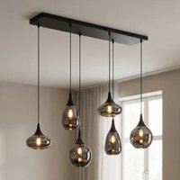 Trio Lighting Lumina pendellampa, 6-ljus, svart/krom, glas