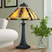 QUOIZEL Bordslampa Navajo, Tiffany-stil, stål, glas, flerfärgad