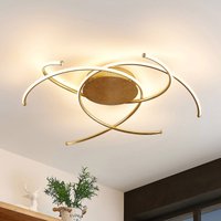 Lindby LED-taklampa Yareli, guld, metall, Ø 70cm