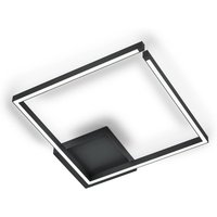Knapstein LED ceiling light Yoko-Q500, black, 50x50 cm, aluminium