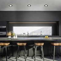 Briloner LED recessed light Gima, black, 3,000 K, set of 3