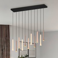 Trio Lighting LED pendant light Fiato, 11-bulb, long, metal, taupe, coffee