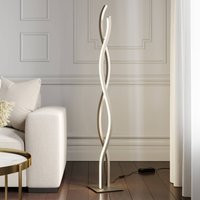 Lucande LED-golvlampa Mairia, silver, vågformad