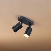 Calex GU10 downlight, black, length 21 cm, 2-bulb, metal