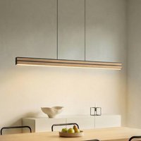 Quitani Lisene LED hanging light, oak/black, CCT 117cm, dimmable