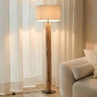 Lucande Jorvan floor lamp, cream, eucalyptus, linen