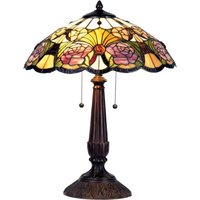 Clayre&Eef Floral bordslampa Rose, Tiffanystil