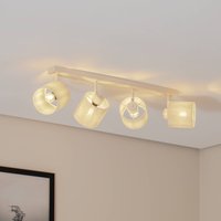 Argon Plafonnier Suerte, blanc crème, textile en lin, à 4 lampes