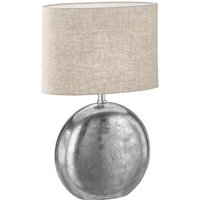 FISCHER & HONSEL Bordslampa Chambery, sand/nickel, höjd 53 cm Linne/metall