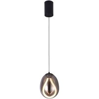 Viokef LED hanging light Melanie, Ø 16 cm, smoke grey/black, glass