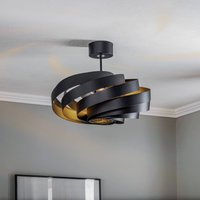 Domiluce Plafonnier Vento, noir, Ø 50 cm, métal, E27