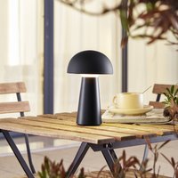 Lindby LED rechargeable table lamp Zyre, black, IP44, touch dimmer